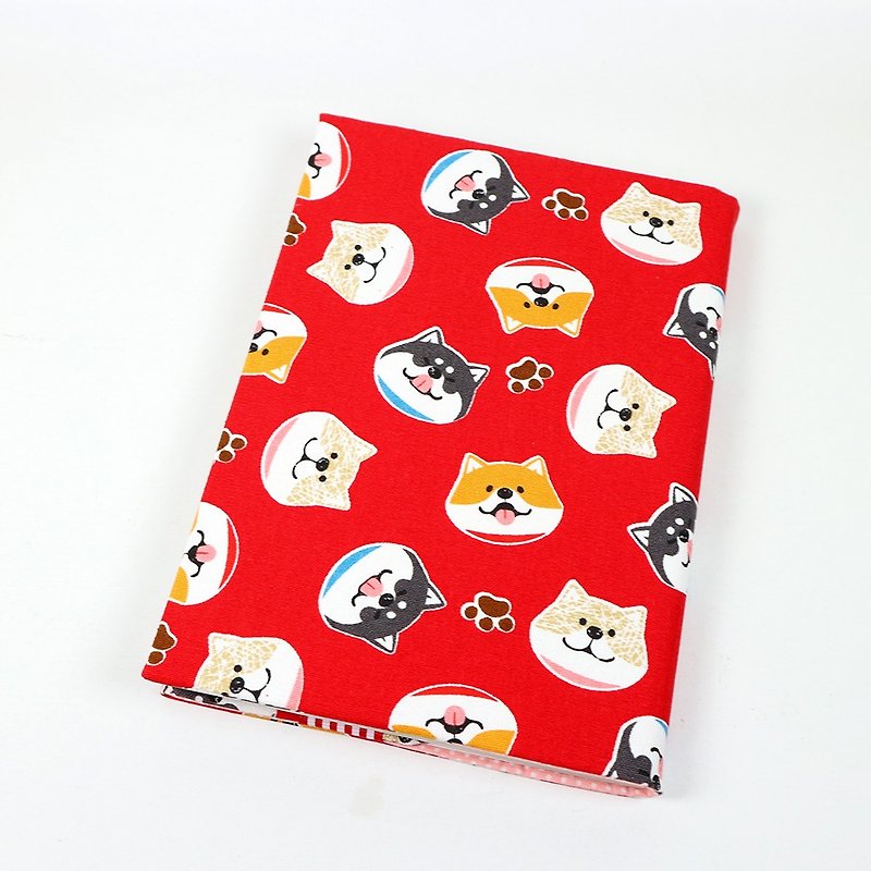 A5 cloth book cover mother book cloth book cover book - round Shiba Inu (red) - ปกหนังสือ - ผ้าฝ้าย/ผ้าลินิน สีแดง