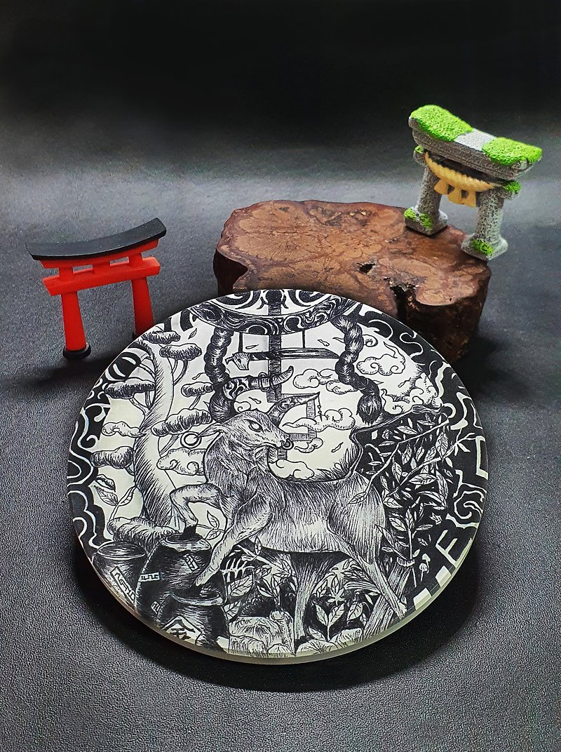 | Oriental Zodiac | Ceramic Coaster - Taurus - Coasters - Pottery White