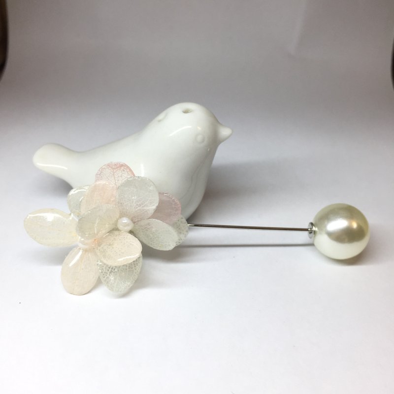 珍珠與花別針 - 胸針 - 植物．花 粉紅色
