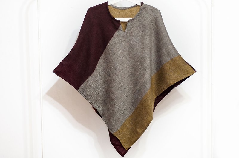 Indian Ethnic Fringe Cloak / Bohemian Cape Cloak / Wool Hooded Cloak - Caramel Coffee - Knit Scarves & Wraps - Wool Brown