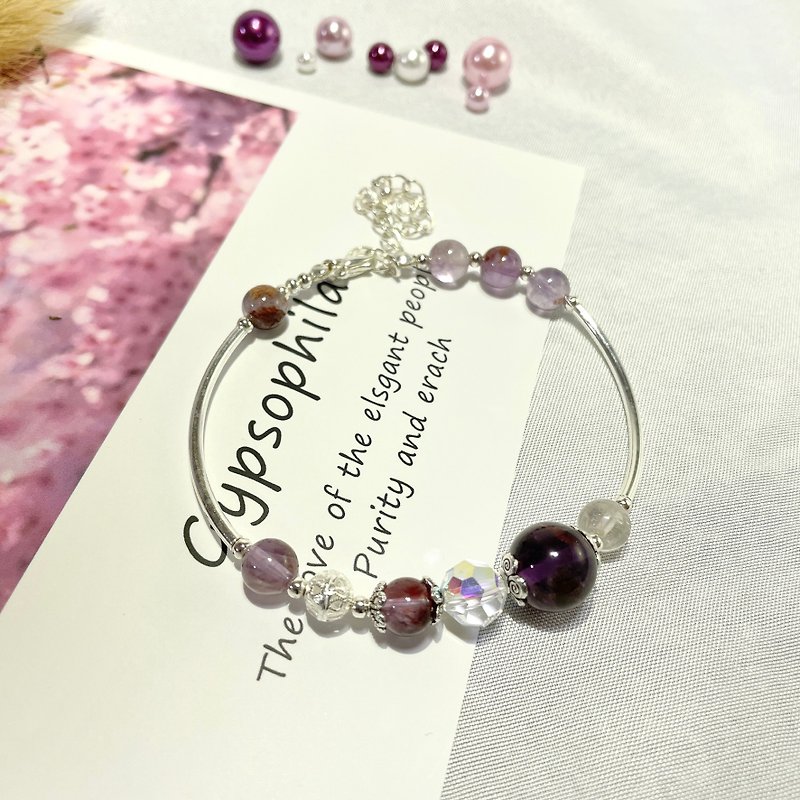 S925 Sterling Silver Amethyst Amethyst Titanium Natural Crystal Customized Bracelet - Bracelets - Crystal Purple