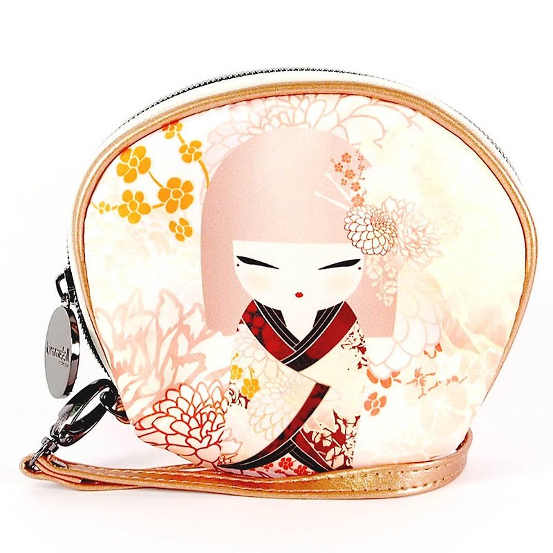 Small bag with handle-Hideka sage wisdom [Kimmidoll and blessing doll] - Toiletry Bags & Pouches - Other Materials Orange