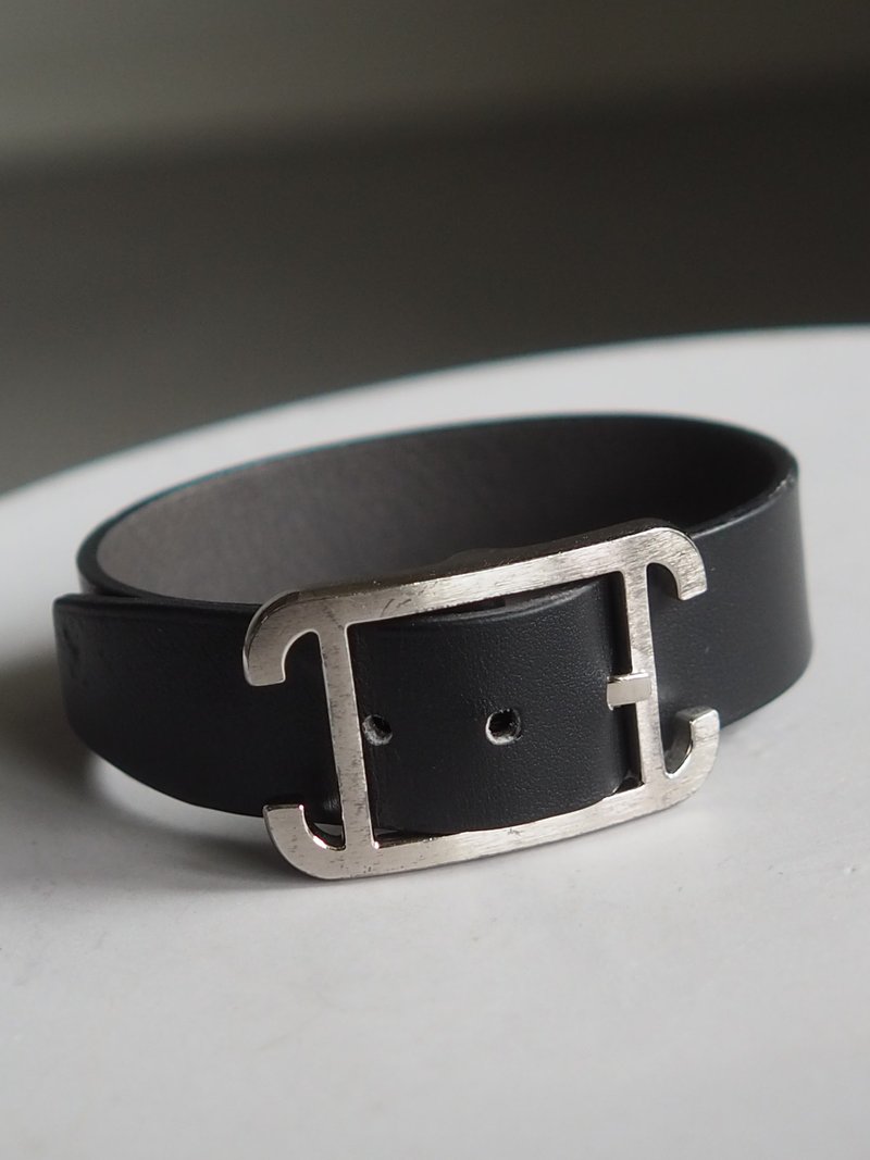 HERMÈS Api Reversible Bangle エルメス アピ レザー ブレスレット リバーシブル ヴィンテージ - 手鍊/手環 - 真皮 黑色