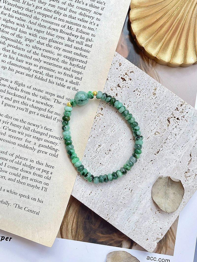 Natural Jadeite Type A - Green Jade Beads Bracelet - สร้อยข้อมือ - หยก สีเขียว