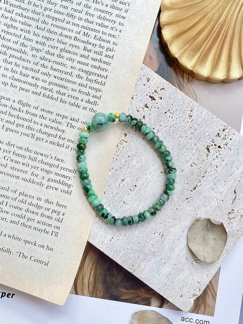 Natural Jadeite Type A - Green Jade Beads Bracelet - สร้อยข้อมือ - หยก สีเขียว