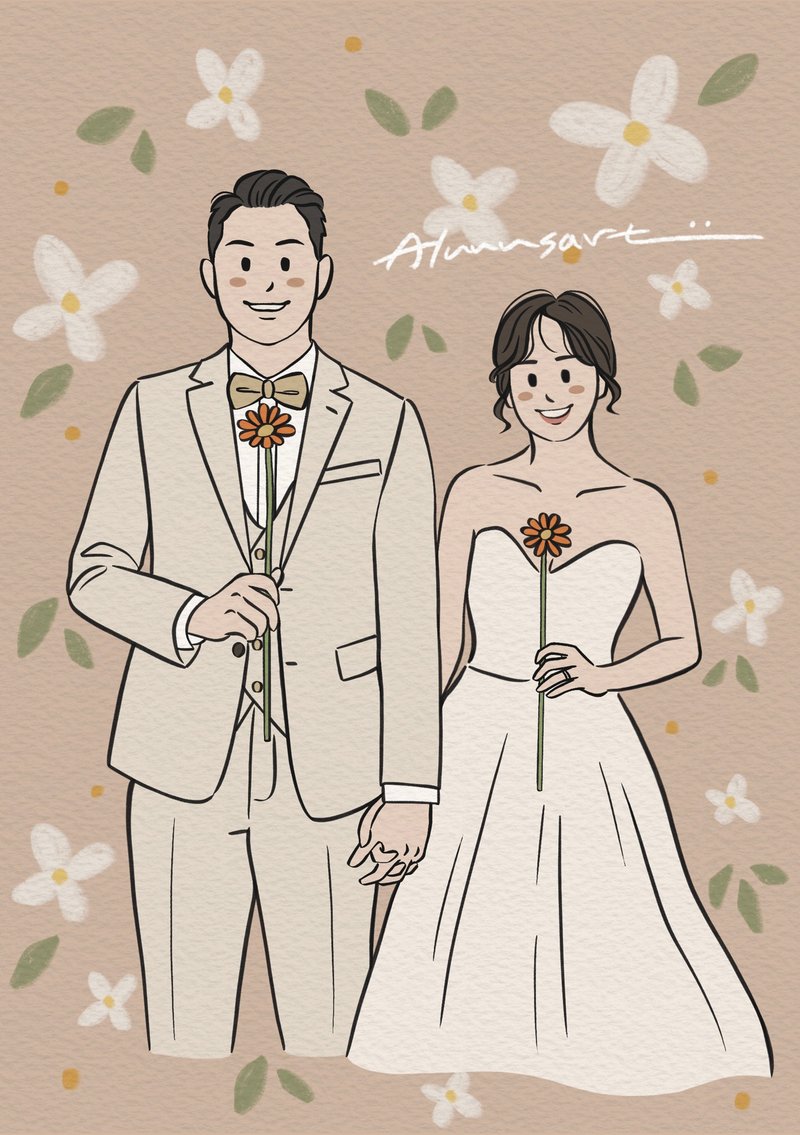 [Customized Face Painting] Simple Wedding Portrait Electronic File - ภาพวาดพอร์ทเทรต/ภาพวาด/ภาพประกอบดิจิทัล - วัสดุอื่นๆ หลากหลายสี