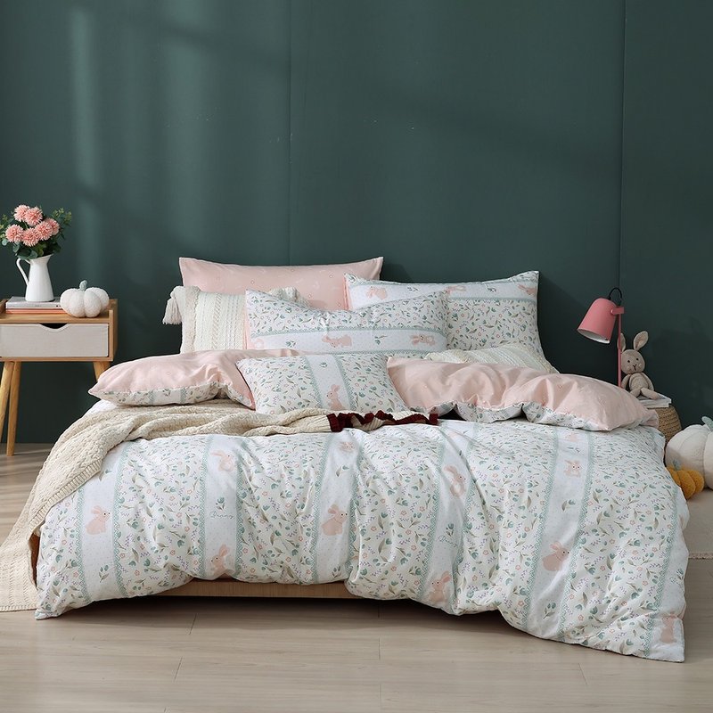 HOYACASA cute little rabbit 100% combed cotton dual-purpose quilt bed bag set-single/double/large - Bedding - Cotton & Hemp Pink