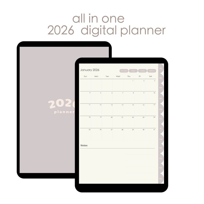 2026 冬日灰色系 電子手帳  | Goodnotes | 送貼紙 | 跳轉式 - 電子手帳及素材 - 其他材質 
