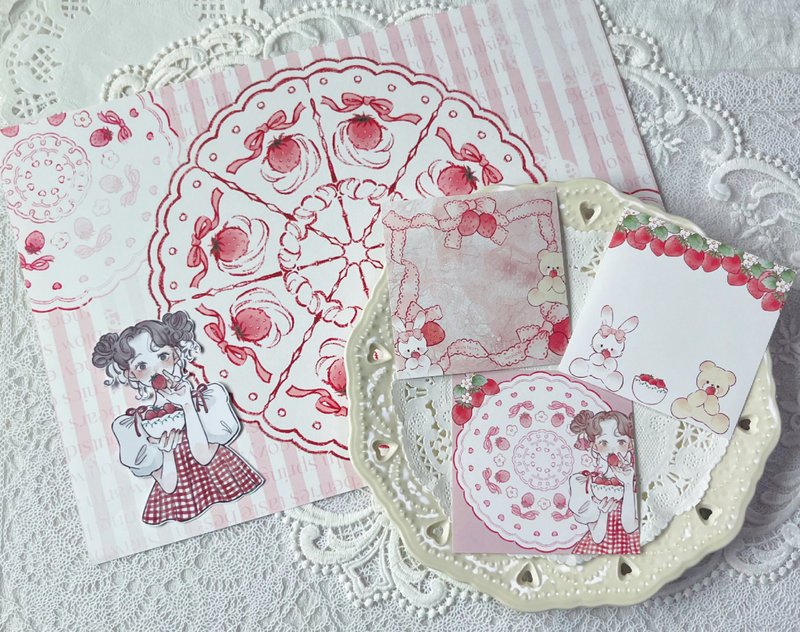 strawberry collection memo - 信封/信紙 - 紙 多色