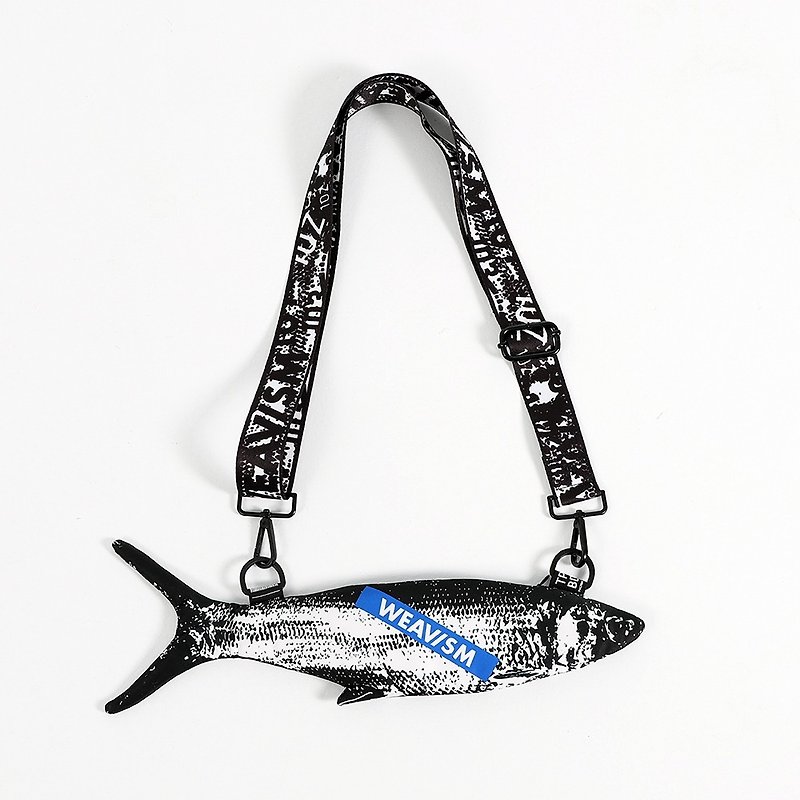 [Years in the Year] Milkfish Mobile Phone Bag - Black and White - Other - Cotton & Hemp 