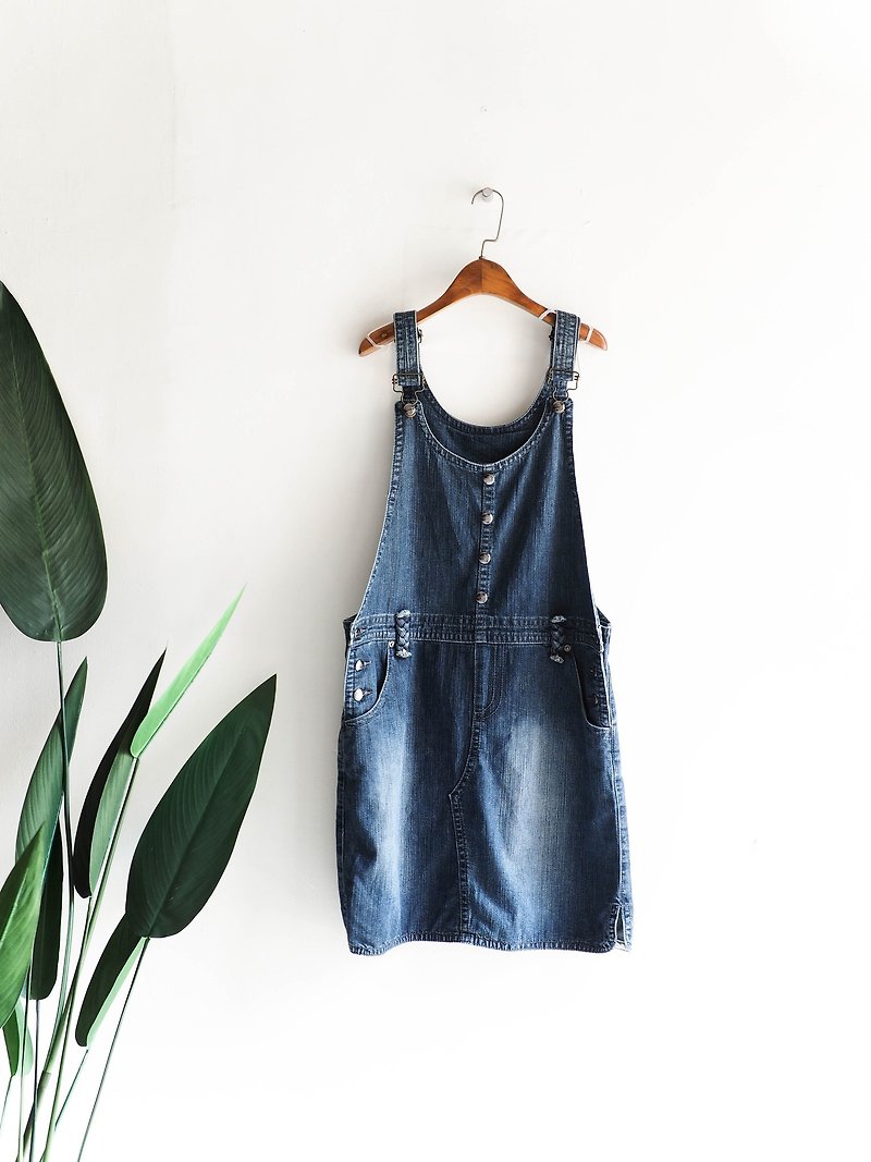 Nagasaki blue and green twisted deduction spring and antique tannin strappy dresses overalls vintage - One Piece Dresses - Cotton & Hemp Blue