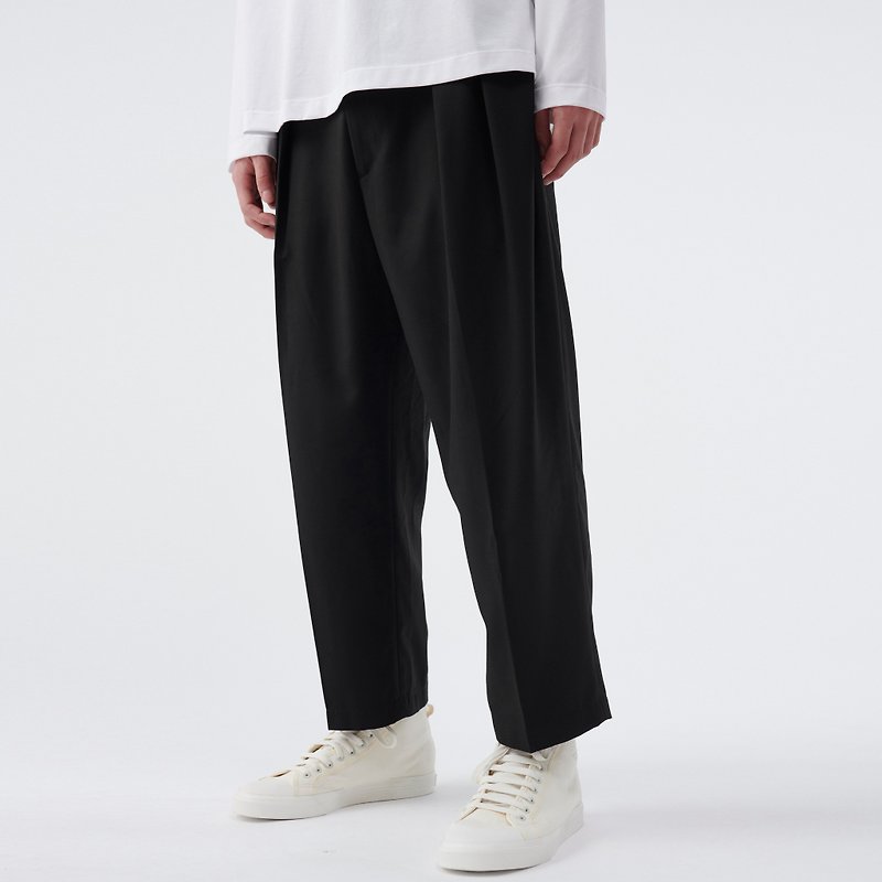 Double-pleated Pants - Men's Pants - Polyester Black