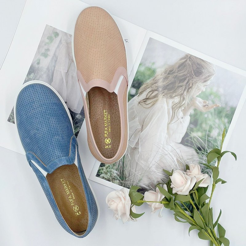 Japanese Plain Slippers FR31 - รองเท้าบัลเลต์ - หนังเทียม สีน้ำเงิน