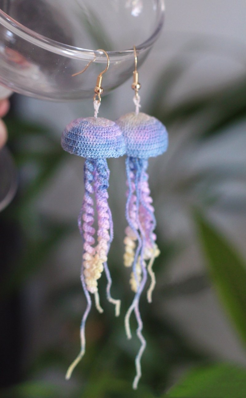 Crocheted Fantasy Jellyfish Earrings - Earrings & Clip-ons - Other Materials Multicolor