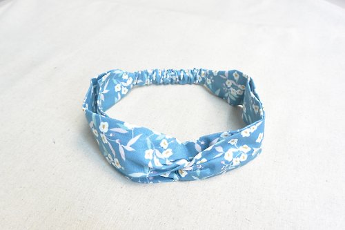 alma-handmade 鬆緊髮帶 - 藍底小碎花