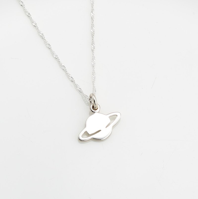 Saturn universe s925 sterling silver necklace Birthday Valentine's Day gift - สร้อยคอ - เงินแท้ สีเงิน