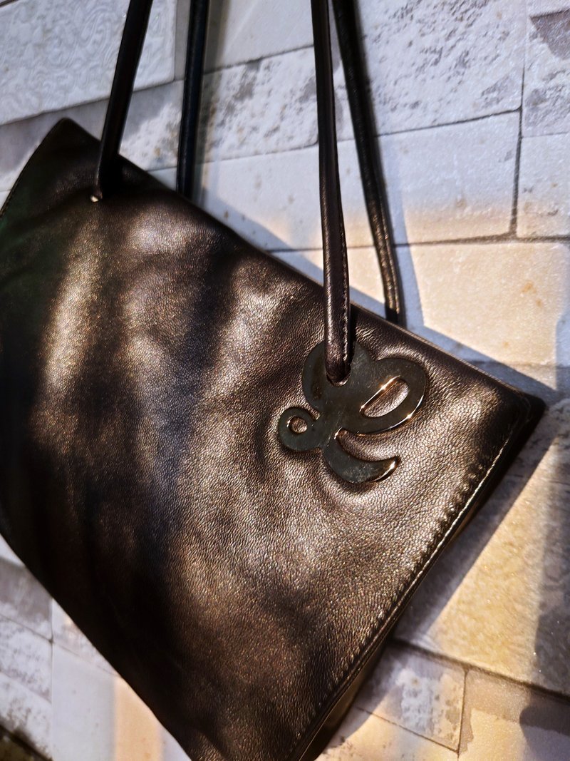 Pre-owned Excellent Condition Loewe Lambskin Shoulder Bag Tote Handbag Clutch Bag Top-handle Bag - กระเป๋าถือ - หนังแท้ สีดำ