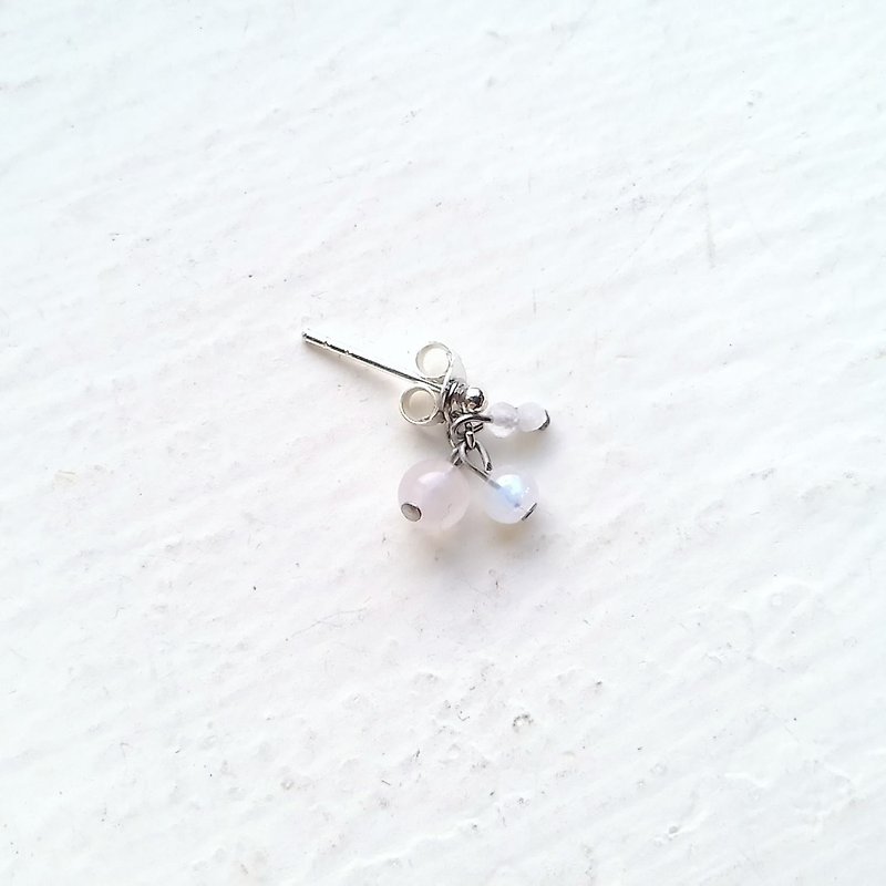 Qiaoqiao children - moonstone rose quartz earrings - Earrings & Clip-ons - Gemstone 