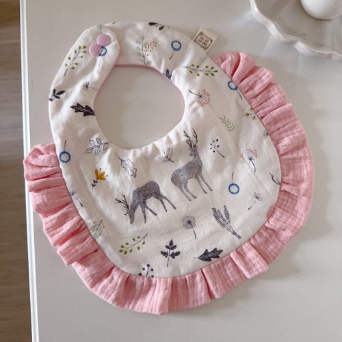 Lianne baby 梨安手工嬰兒禮物 彌月禮 新生兒見面禮 周歲禮 鹿影花園 天然染色 手工六層紗圍兜 手工荷葉兜 口水巾
