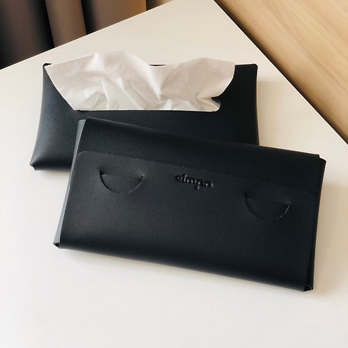 simpo brand Tissue case PU Leather Box minimal Cover, (Black)