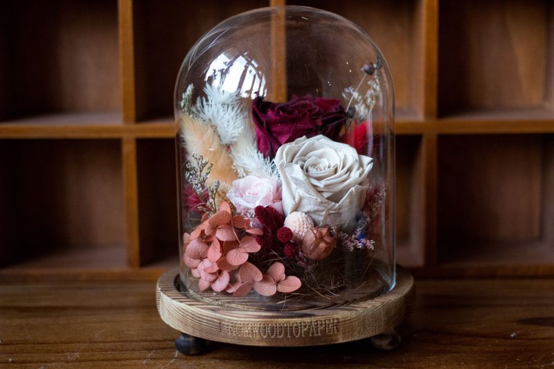 Dull Red Small Glass Dome I  保 鮮 花 玻 璃 罩 - 花藝/盆栽/植栽 - 植物．花 紅色