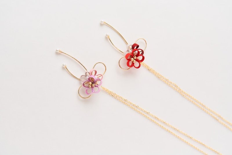 Flowery bow necklace - สร้อยคอ - ไฟเบอร์อื่นๆ 