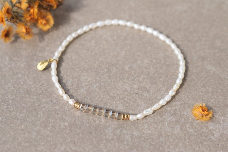 Fast shipping pearl bracelet 0322-fallen leaves - Bracelets - Pearl Green