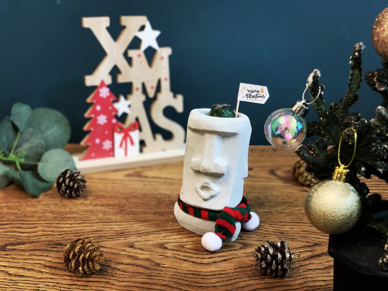 【24H出貨.搞怪創意禮物No.1】鼻子哥摩艾石像多肉水泥盆 仙人掌 - 擺飾/家飾品 - 水泥 灰色