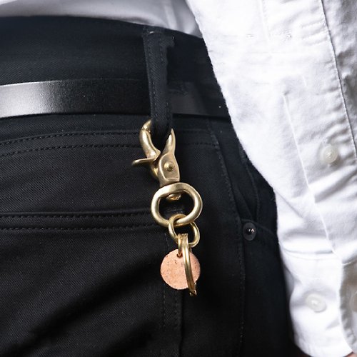 JAPAN FACTORY 日本製 黃銅 鑰匙圈 鑰匙環 4連鑰匙勾 真皮 牛皮 栃木皮革