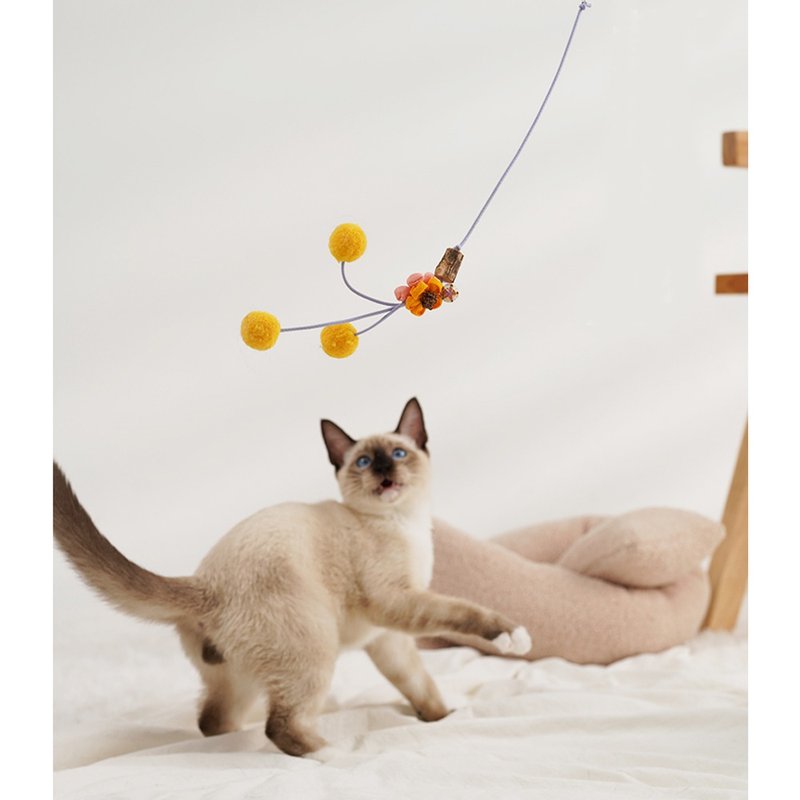 Cat Teaser Artifact/Retractable/Replaceable | Handmade Cat Teaser Stick - Gold Bubble Pawsholic - Pet Toys - Other Materials 