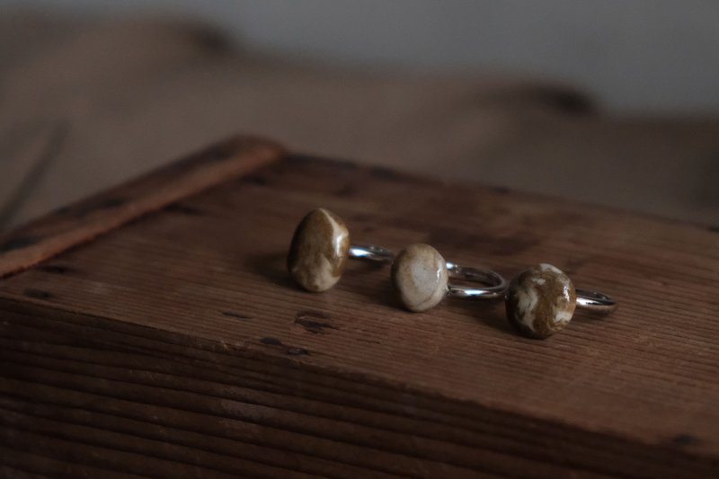 Chocolate Creamy Saturn Series Adjustable Ring - ying work shop. - General Rings - Pottery Gray