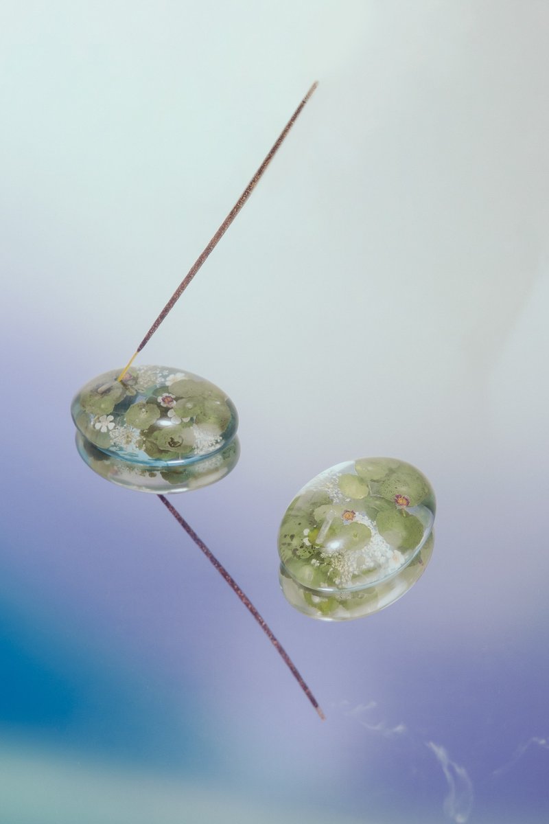 湖畔晨曦造景線香座 - 香氛/精油/擴香 - 樹脂 綠色