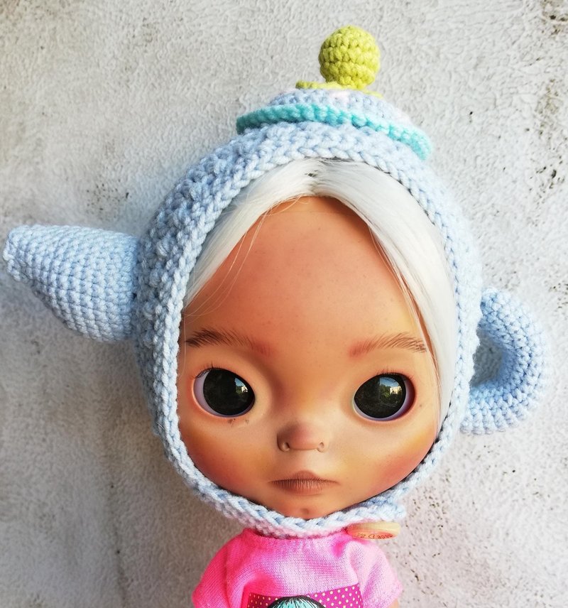 Blythe hat crochet blue Kettle - 公仔/玩偶 - 棉．麻 藍色