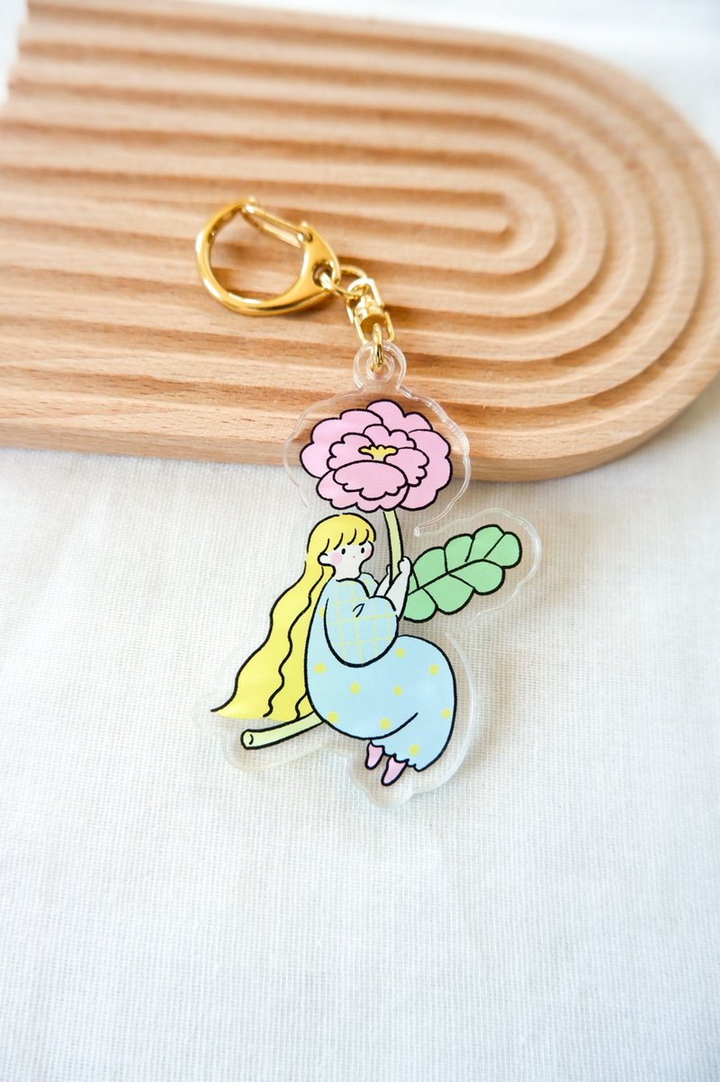 アクリルキーホルダー【一輪の花】 - 鑰匙圈/鑰匙包 - 塑膠 