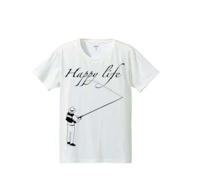 Happy Life（4.7oz T-shirt） - Tシャツ - その他の素材 ホワイト