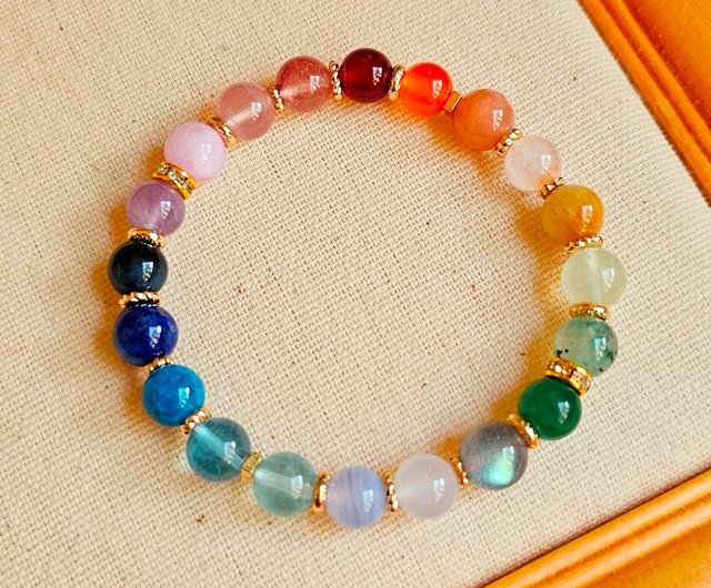 グリーディレインボークリスタルブレスレット（ゴールド