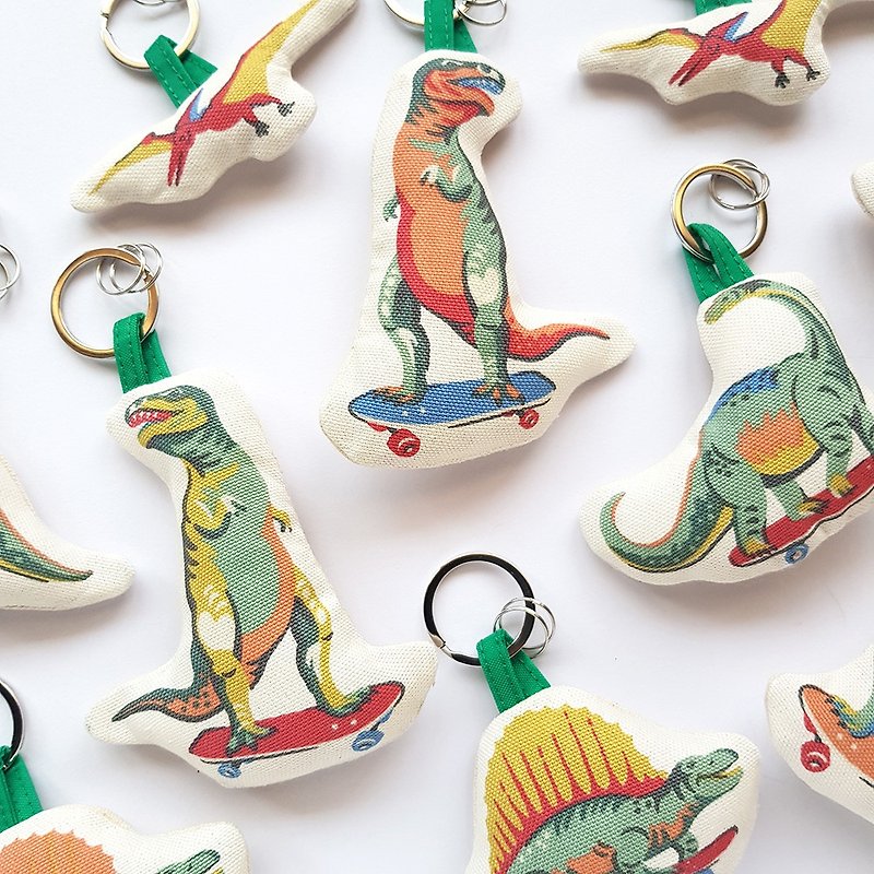 Playful Dinosaur Skateboard Lock Ring/Key Ring - Keychains - Cotton & Hemp Multicolor