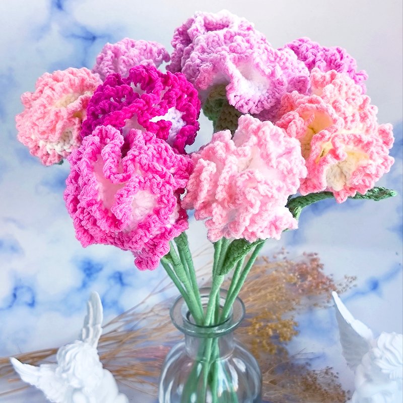 Handmade wool single carnation bouquet mother bouquet exchange gift birthday gift - Items for Display - Cotton & Hemp Khaki