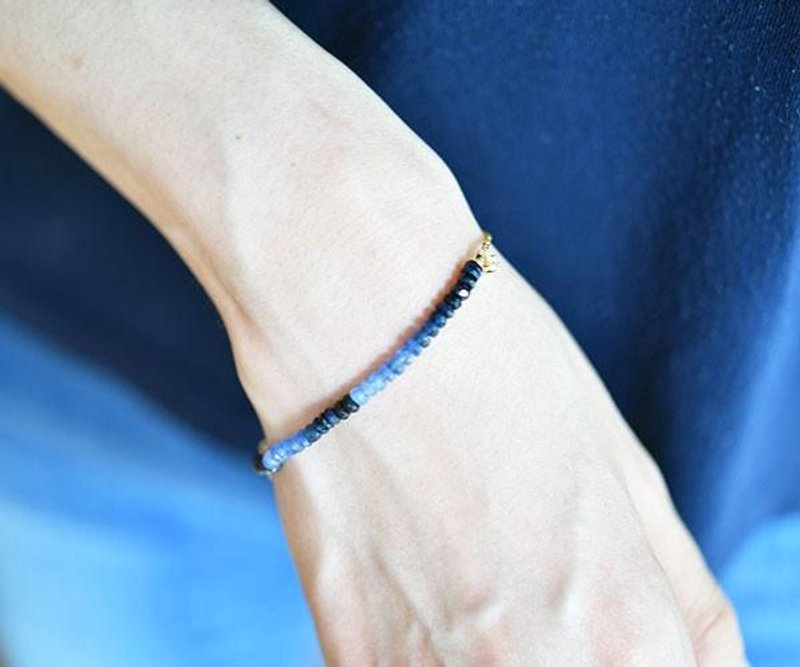 オリジナル　グラデーション　ブルーサファイアのブレスレット 2WAY　9月誕生石 - 手鍊/手環 - 寶石 藍色