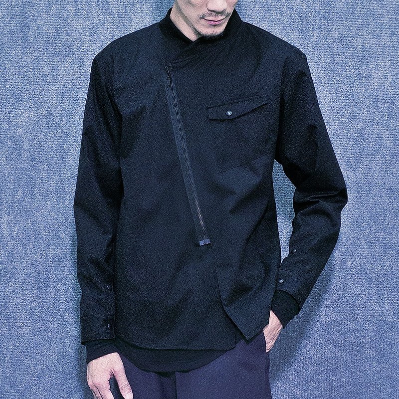 Ansel / 進化型斜拉鍊襯衫外套 *M號 - 男襯衫/休閒襯衫 - 聚酯纖維 黑色