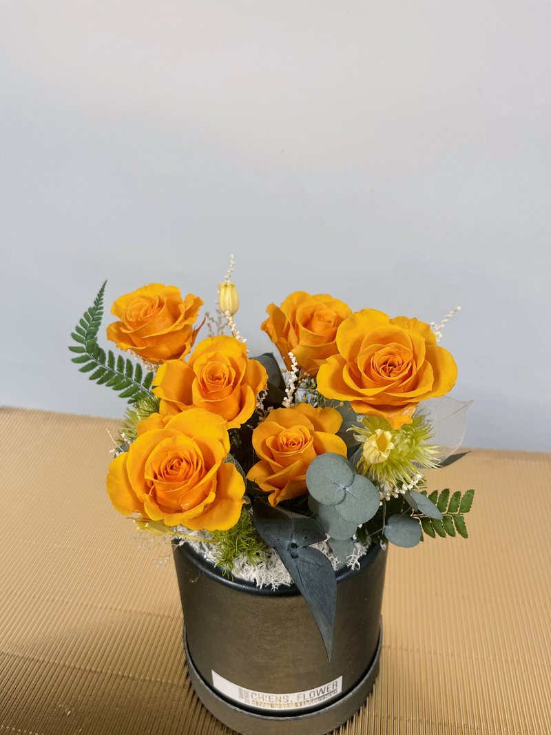 【Texture Potted Flowers】Beautiful Heart Immortal Rose Potted Flowers / Opening Ceremony - Dried Flowers & Bouquets - Plants & Flowers Orange