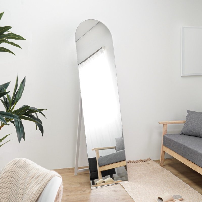 Minimalist frameless full-length mirror 160 cm high round arch floor mirror standing mirror dressing mirror mirror - Other Furniture - Glass White