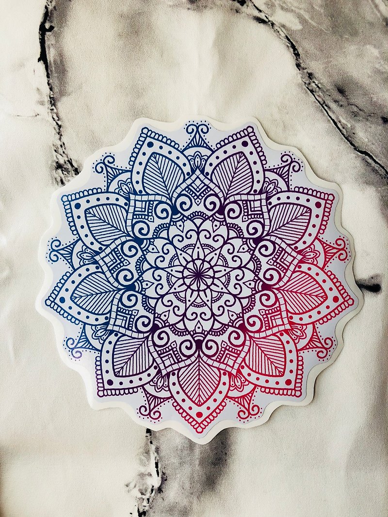 (Single sale) Hand-painted Mandala Henna waterproof suitcase sticker Mandala Henna - Stickers - Waterproof Material Multicolor