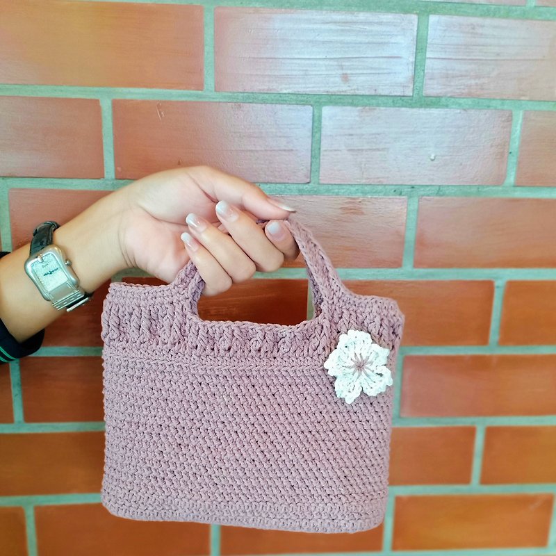 Crochet bag, handbag, handmade, mobile phone, wallet - กระเป๋าถือ - วัสดุอื่นๆ สีม่วง
