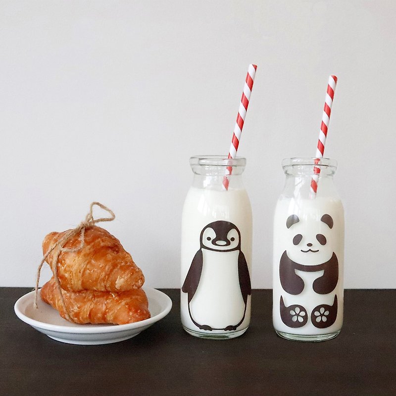 Cool Milk Bottle Milk Smile Glass Penguins & Pandas - Cups - Glass Transparent