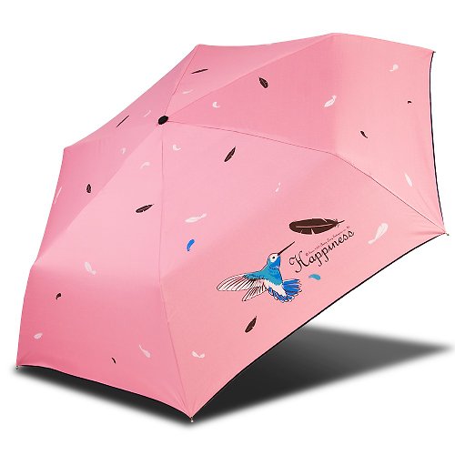 TDN 雙龍蜂鳥超輕細黑膠三折傘鉛筆傘晴雨傘抗UV陽傘汽球傘(櫻花粉)