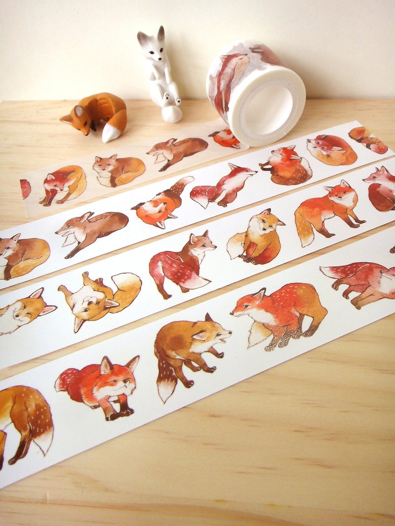 Brown small animal series - fox paper tape - Washi Tape - Paper Multicolor