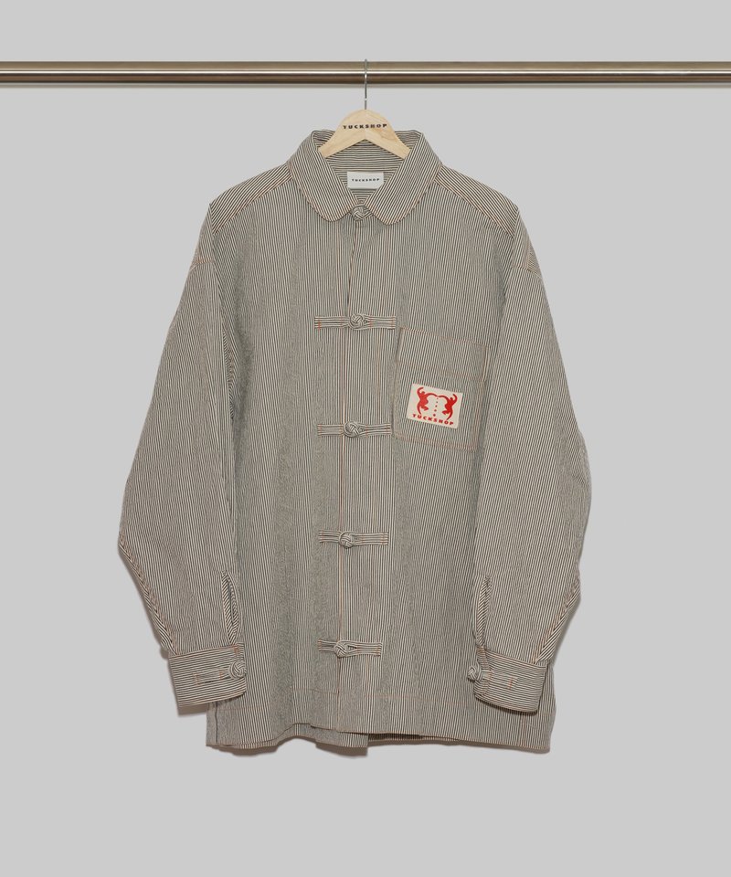 KUNG FU SHIRTS-HICKORY カンフーシャツ-ヒッコリー - 女襯衫 - 棉．麻 白色