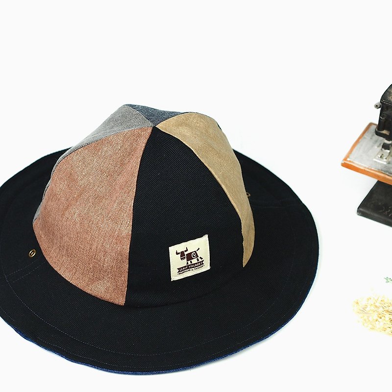Handmade double-sided hat - หมวก - ผ้าฝ้าย/ผ้าลินิน สีดำ