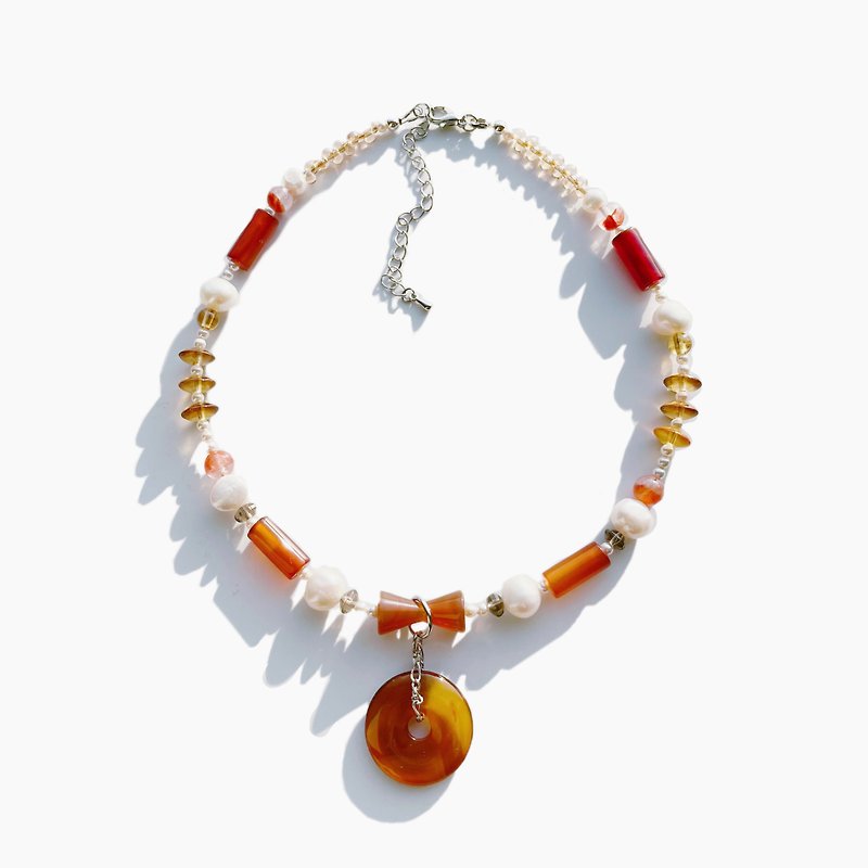 Agate Donut Beaded Necklace - Necklaces - Jade Brown